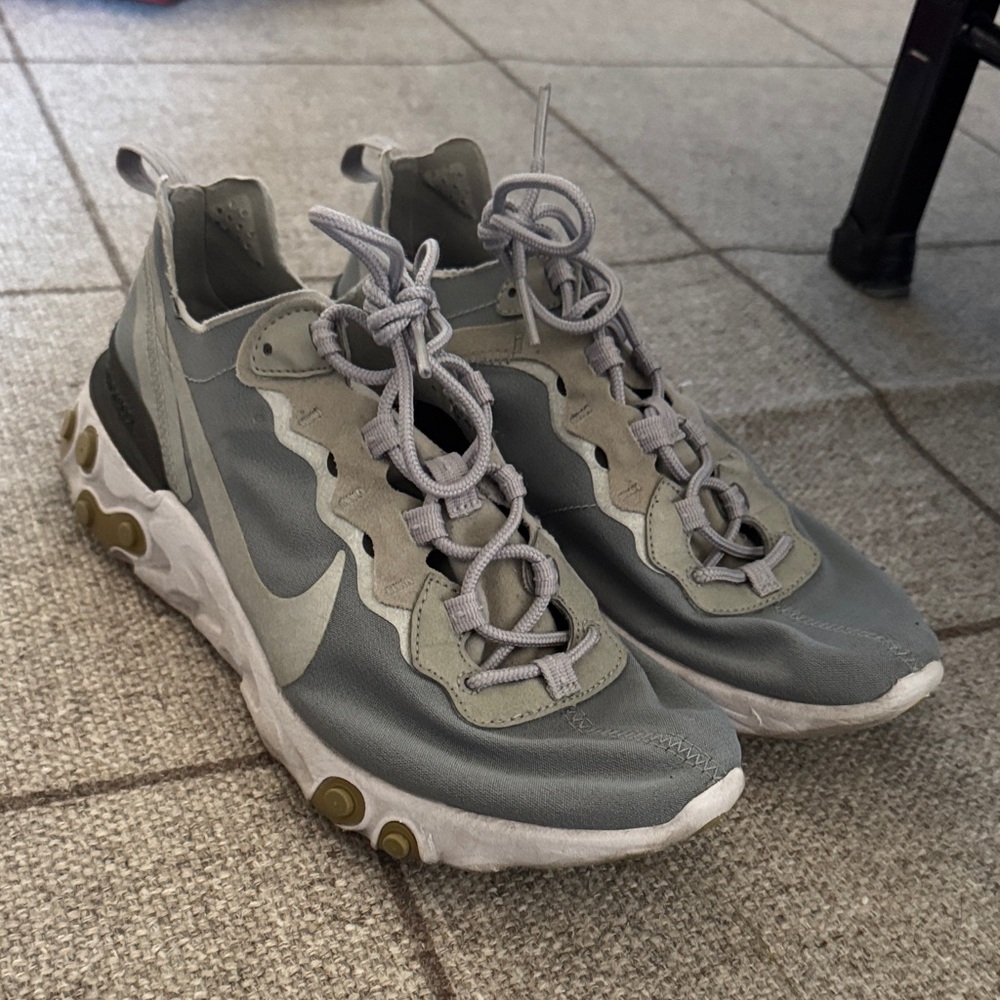Nike React Gray and White Sneakers